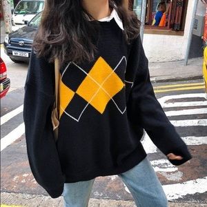 YesStyle Argyle Oversized Sweater